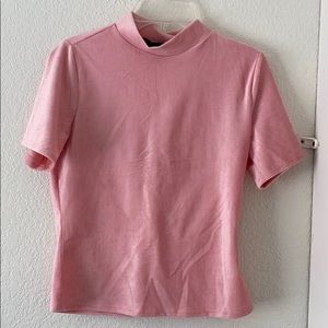 velvet pink crew neck top